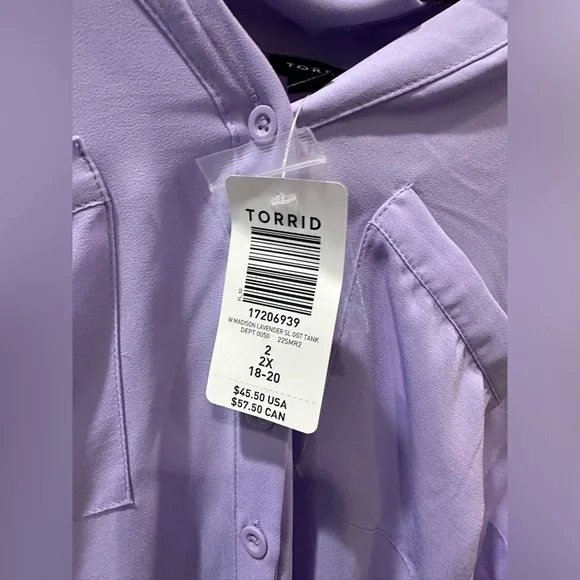 Torrid Harper Lavender Sleeveless Blouse- size 2 X - Picture 2 of 5